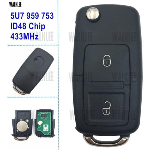 WALKLEE Remote Key suit for VW/VOLKSWAGEN GOL Saveiro G5 HLO 5U7 959 753 5FA 009 628-00 for Hella 433 MHz