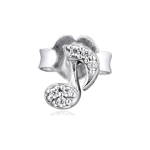 My Musical Note Single Stud Earrings for Women 925 Sterling Silver Clear CZ Ear Pins Jewelry Me Collection Earring Brincos