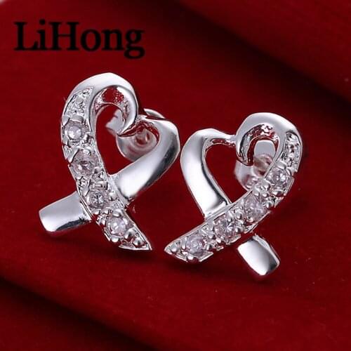 New 925 Sterling Silver AAA Zircon Heart-Shaped Earrings Women Fashion Glamour Wedding Engagement Party Jewelry