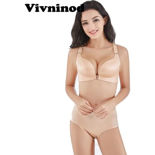 Womens Bra Straps Large Plus Size Pitted Seamless Sexy Butterfly Lace Back No Rims Front Push Up Bra Set Underwear For Women BH