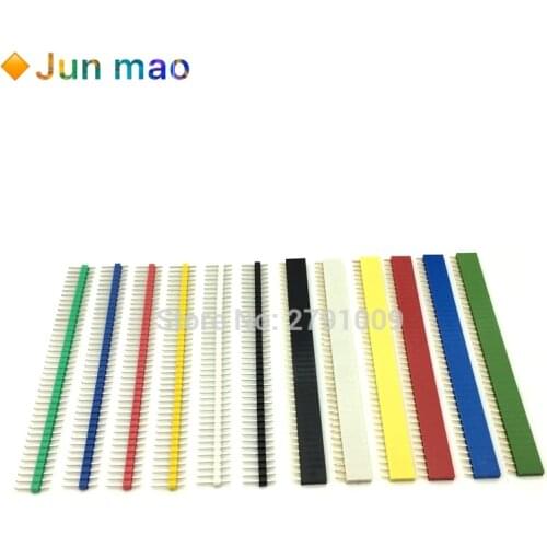 10pcs 2.54mm Single Row Female PCB Board Connector Strip pin heade 1*40 pin colourful socket 1x40Pin 6 color each 1