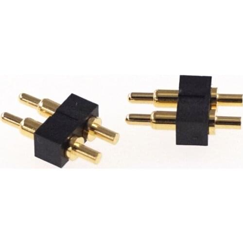 100 Pcs Pogo Pin Connector 2 Pole Through Holes Pogopin Battery Spring Loaded Contact DIP Needle 7.0MM Height SIP 2.54MM Pitch