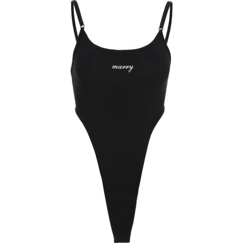 2021 new summer ladies sexy slim-fit tight-fitting bodysuit, black letter print pattern boat neck sleeveless suspender design