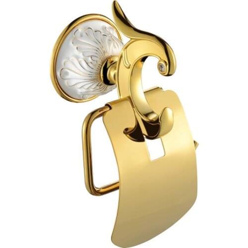 FREE SHIPPING new design 24k GOLD AND white Crystal toilet paper holder