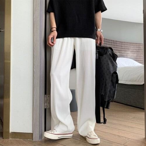 Ice Silk Pants Mens Summer Thin Loose Straight Drape Trousers Trend Korean Casual High Street Mens Trousers