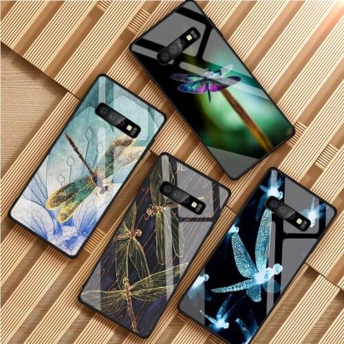 Dragonfly Tempered Glass Phone Case For Samsung Galaxy S8 S9 S10 S20 PLUS J8 J6 J4 2018 NOTE 8 9 10 Cover Shell