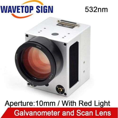 Wavetopsign 532nm Digital Galvanometer with Red Light Aperture 10mm Marking Speed 6000mm Fiber + Scan Lens 70x70~175X175mm
