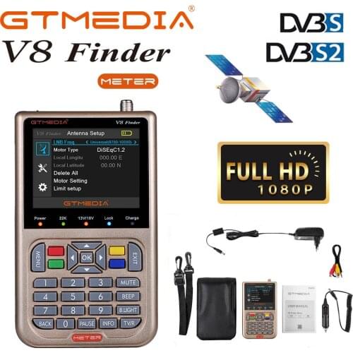 GTMEDIA/Freesat V8 Finder HD 1080P DVB-S2 3.5' Screen Digital Satellite Finder High Definition Sat Finder Satellite Meter Finder
