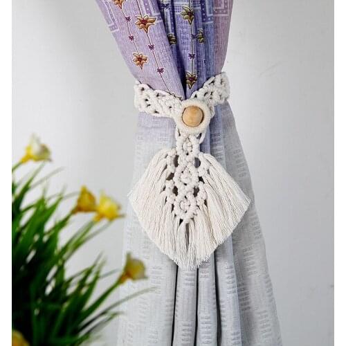 Boho Decor Curtains Tiebacks Straps Tie Rope Cotton Rope Leaf Nordic Bohemian Home Decoration Curtain Accessories Cortina Hooks