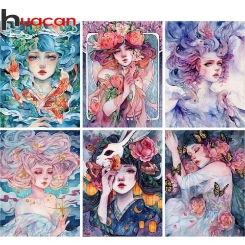 Huacan New Arrivals Diamond Painting Art Kits Woman Full Square 5D DIY Diamond Embroidery Cross Stitch Handmade Gift