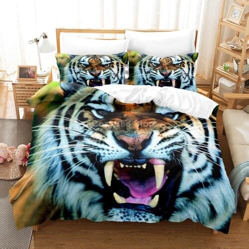 Cool Tiger Bedding Set Animal 3d Duvet Cover Sets Comforter Bed Linen Twin Queen King Single Size Fashion Luxury Scenery Gift