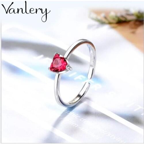 Creative Style Boho Red Zircon Love Heart Rings For Women Men Adjustable Ring Fashion Charm Jewelry Wholesale 2021