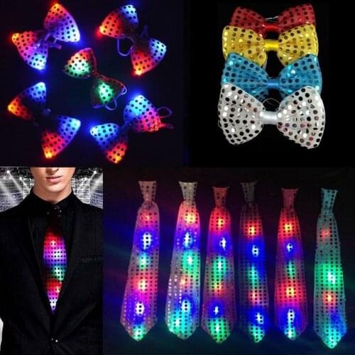 Fancy LED Flashing Light Up Sequin Bowtie Necktie Bow Tie Wedding Party Favors Tie Necktie For Men Club Wedding Christmas