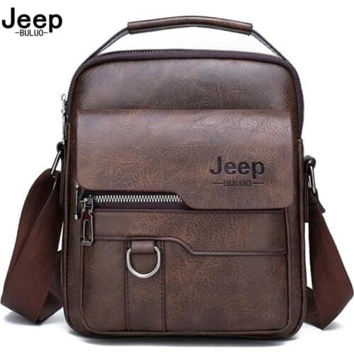 JEEP BULUO Luxury Brand Men Crossbody Messenger Bags Business Casual Handbag Male Spliter Leather Shoulder Bag Large Capacity