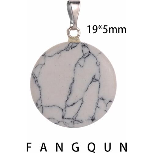 Natural Pendant Chakra Quartz Stone Round Flat shape Pendant Gem stone DIY Necklace Charm Healing Reiki Beads For Women Jewelry