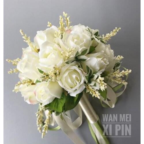 New Arrival Bridal Bouquets Off White Handmade Women Wedding Artificial Flower for Bridesmaid
