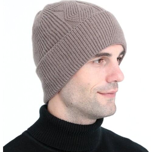 Autumn And Winter Hat New Middle-aged Old Mens Plus Velvet Thick Cable Knit Warm Cap Beanie Woolen Earmuffs Hat