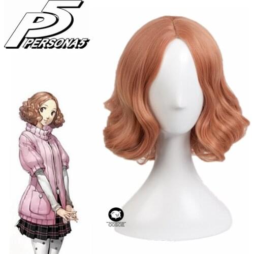 Hot Anime Game Persona 5 Haru Okumura Cosplay Wig Halloween Play Short Curly Wig Party Stage High Quality Hair