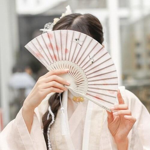 Feather chardonnay gifts in the doors of Chang folding fan ancient folding fan antique fan fan hanfu bamboo fan ladys