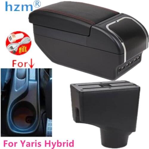 Armrest box For Toyota Yaris Hybrid sol 2014 - 2021 Dual Layer Rotatable Large Space Central Store Content Box
