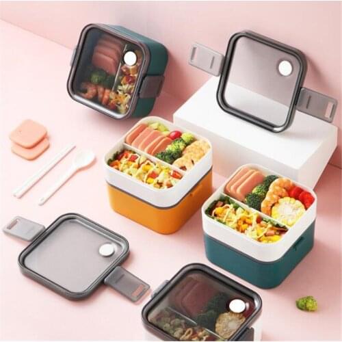 Portable Lunch Box Bento Box for Student Office Worker Double-layer Microwave Heating Lunch Container Food Storage Container