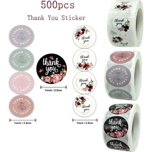 Qiduo 500pcs Thank You Circle Stickers for Supporting My Business Paper Handmade Seal Label Gift Packaging Stationery Sticker