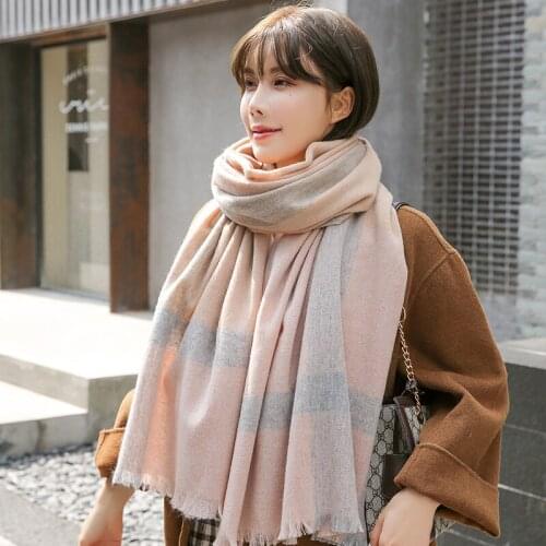 Korean 100% Wool Scarf Women Shawls and Wraps for Ladies Bufanda Winter Foulard Femme Warm Cashmere Echarpe Pure Wool Scarves