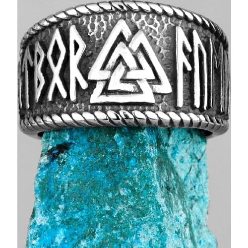 Norse Mythology Viking Odin Triangle Stainless Steel Mens Rings Cool for Male Boyfriend Biker Jewelry Creativity Gift Wholesale