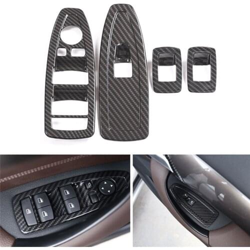 Carbon Fiber Style Auto Car Door Handle Window Lift Switch Cover Trim Sticker Fit for BMW X1 2016 2017 Car Accessories Styling