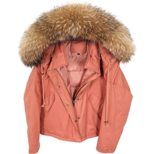 2020new natural raccoon fur collar Park warm jacket Coat high quality hooded womens down jacket