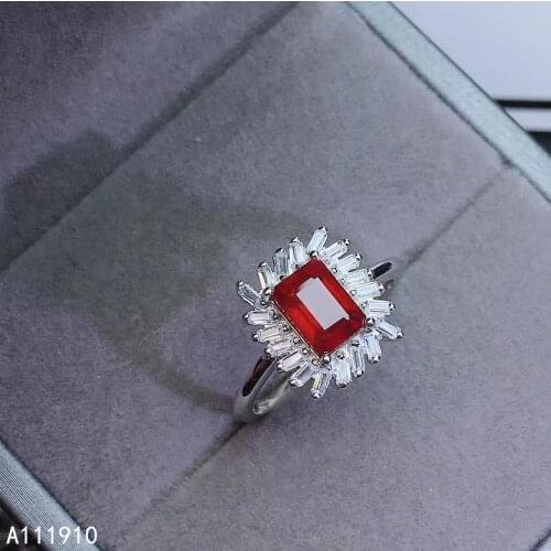 KJJEAXCMY fine jewelry 925 sterling silver inlaid natural ruby popular female ring support detection trendy