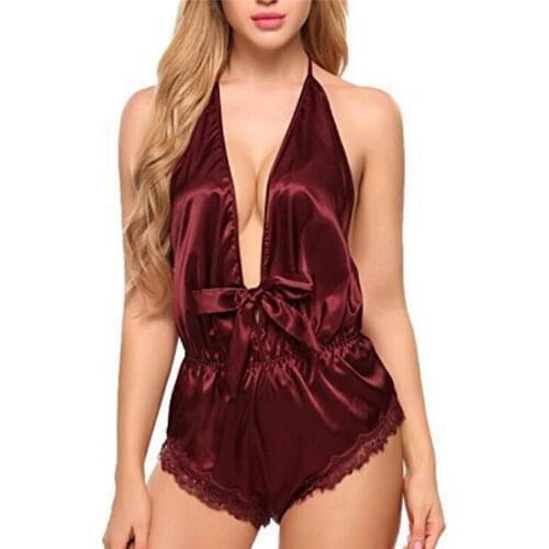 2018 Fashion Sexy Lingerie Hot Sleepwear Lace Womens Halter G-string Underwear Babydoll Nightwear Babydoll Sexy Costumes