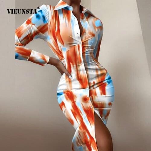 Shirt Style Tight Dress Elegant Lapel Single-Breasted Long Sleeve Midi Dresses Womens Autumn Sexy Slim Cocktail Party Dress XXL