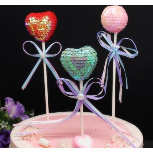 1pc Sequins BALL Round Ball Cake Topper Dessert Cake Decoration For Birthday Theme Birthday Randomly Lovely Gifts