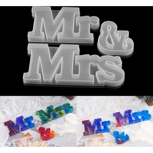 1 Pcs Wedding Mr & Mrs Letter Silicone Mold English Alphabet UV Epoxy Silicone Mold For DIY Craft Decoration Resin Mold Tools