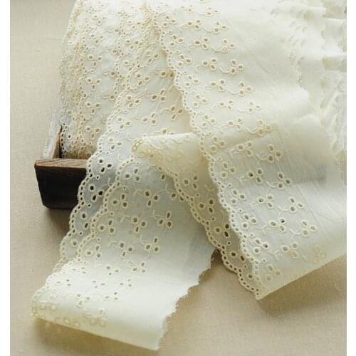 2 Meters Cotton Fabric Flower Venise Beige Cotton Lace Trim Applique Sewing Craft 10cm Width