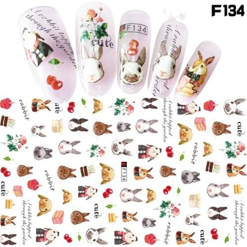 2020HOT! 3D English Letter Nail Stickers Cartoon Sailor Moon Rabbit Teddy Designs Sliders Nail Art Tattoo Manicure Decorations