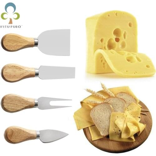 4pcs/set Wood Handle sets Bard Set Oak bamboo Cheese Cutter Knife slicer Kit Kitchen cheedse cutter Useful Cooking Tools ZXH