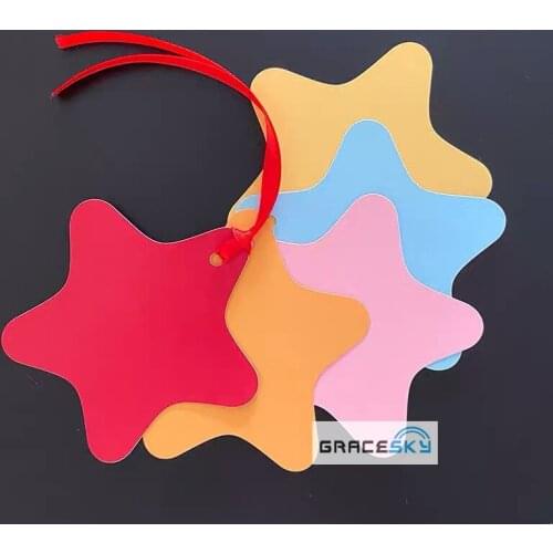 50pcs free shipping Laser Cut Star Design Wish Cards Hang Tag Message Cards Wedding Birthday Party Decoration Book Marks