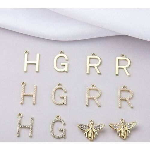 6pcs Fashion Hot Girl Trendy Earrings Copper Rhinestones Pearl Earrings For Women Letters Bee Pendant Diy Jewelry Accessories