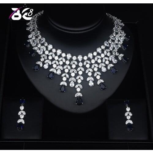 Be 8 Luxury Colorful Full Cubic Zircon Women Jewelry Set Dubai Earring Necklace Set Jewelry Accessories Bijoux Femme S417