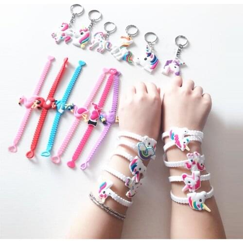 Flamingo Unicorn Party Rubber Bangle Bracelet Unicornio Birthday Party Decorations Kids Gifts Baby Shower Event Party Supplies