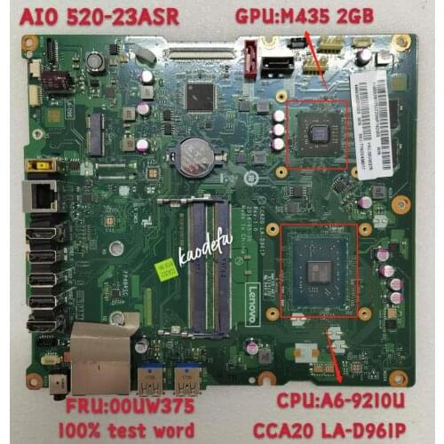 For Ideacentre AIO 520-23ASR Motherboard A6-9210-Cpu GPU M435 2GB DDR4 CCA20 LA-D961P FRU 00UW375 Test Ok