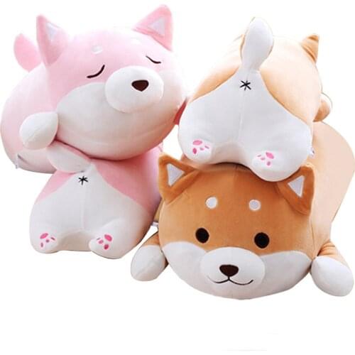 Fancytrader Giant Lying Animal Akita Plush Toy Pillow Stuffed Cartoon Anime Shiba Inu Dog Doll 58cm Present for Children