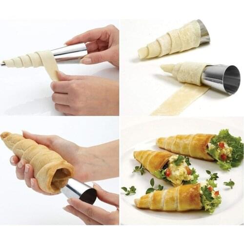 10Pcs Conical Tube Cone Roll Moulds Spiral Croissants Molds Cream Horn Mould Pastry Mold Cookie Dessert Home Kitchen Baking Tool