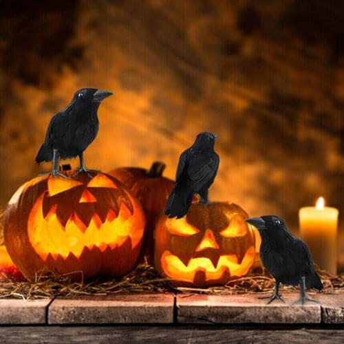 Artificial Crow Black Halloween Simulation 18Cmx6Cmx10Cm Crow Animal Model Raven Prop Halloween Display Event Party Decor Supply