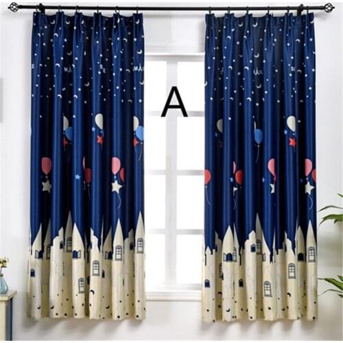 Castle Blue Short Blackout Curtains for Kids Bedroom Funny Grommet Top Polyester High Quality Kitchen Living Room Window Panels