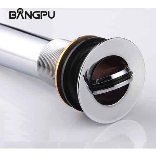 BANGPU Brass Bathroom Lavatory Sink Pop Up Drain Bathroom Basin Drain Strainer Waste Drainer with/without Overflow Chrome