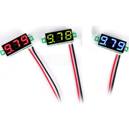 0.28 Inch Mini Digital Voltmeter DC2.5-30V Green/Blue/red Voltage Tester Meter with three digital tube Dc volt meter