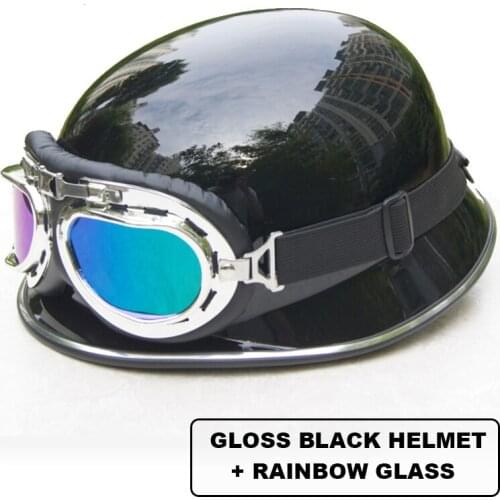 Black Motorcycle Open Face Half Helmet Moto vintage Motorbike Biker Riding Crash Scooter Chopper 55-60CM Adjust Biker Casco